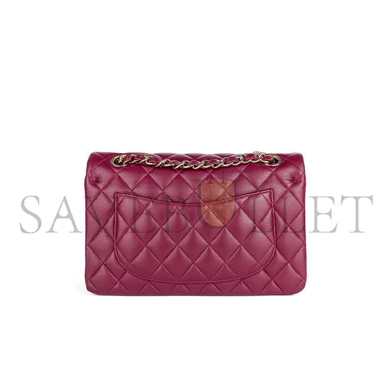 CHANEL MASTER BURGUNDY LAMBSKIN CLASSIC SMALL DOUBLE FLAP BAG (23*14*6.5cm)